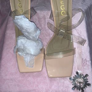 Nude Patent leather Crystal sandal Size 9 UK7